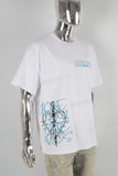 White heavyweight digital blue print t shirt