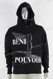 Black digital print raw hem hoodie