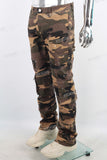 Camouflage cargo paint splatters jeans