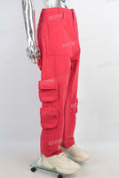 Red cargo straight jeans men