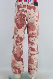 Camouflage cargo patchwork embroidered jeans