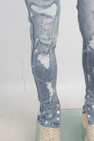 Blue damaged skinny jeans
