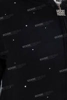 Black rhinestone zip up hooded jacket