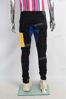 cargo patch work black skinny jeans men