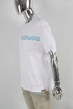 White heavyweight digital blue print t shirt