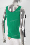 Black and green patchwork embroidered sleeveless shirt