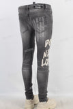 Grey damaged patchwork skinny jeans