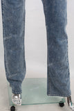 Blue embroidered straight jeans women