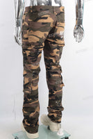 Camouflage cargo paint splatters jeans