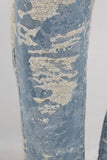 Blue straight damaged screen print jeans