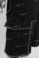 Black laser cargo shorts