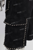 Black laser cargo shorts