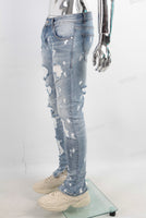 Blue damaged skinny jeans