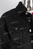 Black wax jacket and double skinny jeans set