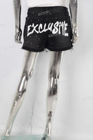 Black rhinestone patchwork boot cut skirt
