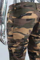 Camouflage cargo paint splatters jeans