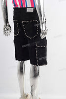 Black laser cargo shorts