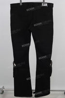 Black embroidered cargo jeans