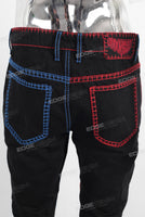 Contrast stitching stack boot cut jeans