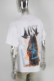 White heavyweight digital blue print t shirt