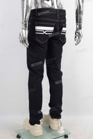 Dark blue fit digital print jeans