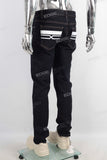 Dark blue fit digital print jeans