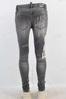 Grey damaged patchwork skinny jeans