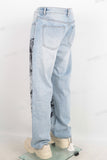 Blue screen print straight jeans