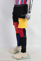 cargo patch work black skinny jeans men