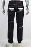 Dark blue fit digital print jeans