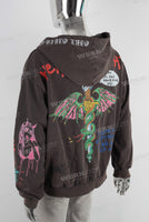 Coffee digital print zip up hooded jacket