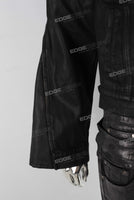 Black wax jacket and double skinny jeans set