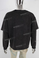 Black digital print acid washed patchwork long shirt