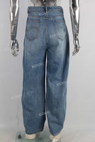 Blue oversize straight jeans