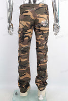 Camouflage cargo paint splatters jeans