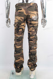 Camouflage cargo paint splatters jeans