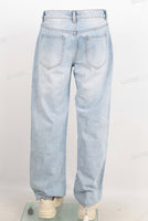 Blue screen print straight jeans