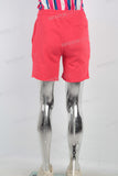 Red acid washed orange digital print boot cut shorts