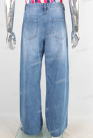 Blue embroidered baggy jeans