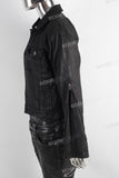 Black wax jacket and double skinny jeans set