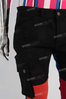 cargo patch work black skinny jeans men