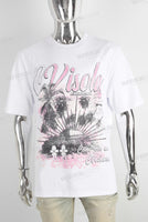 White heavyweight pink digital print t shirt