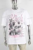White heavyweight pink digital print t shirt
