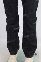 Black flare denim jeans