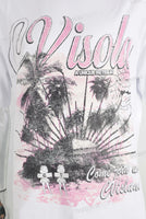 White heavyweight pink digital print t shirt