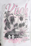 White heavyweight pink digital print t shirt