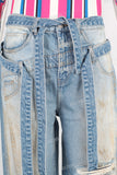 Blue vintage damaged baggy jeans