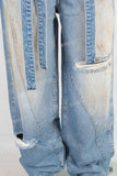 Blue vintage damaged baggy jeans