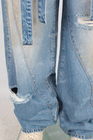 Blue vintage damaged baggy jeans