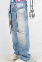 Blue vintage damaged baggy jeans